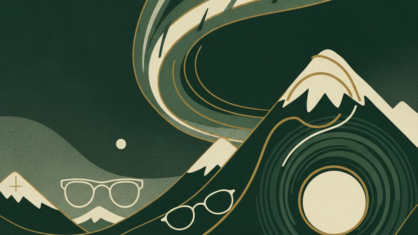 Abstract editorial illustration of Anchorage eyewear boutique