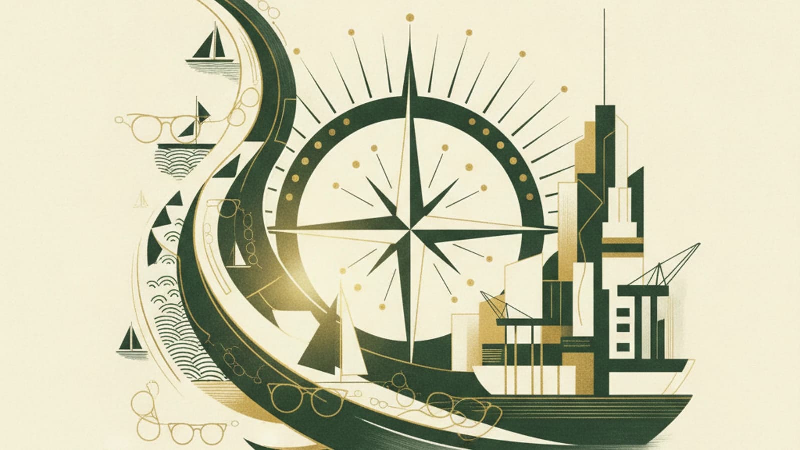 Abstract editorial illustration of Mississippi eyewear scene