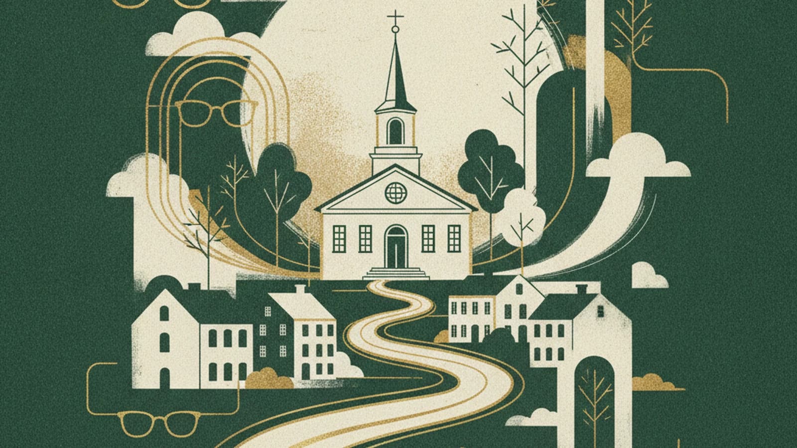 Abstract editorial illustration of New Jersey eyewear boutique